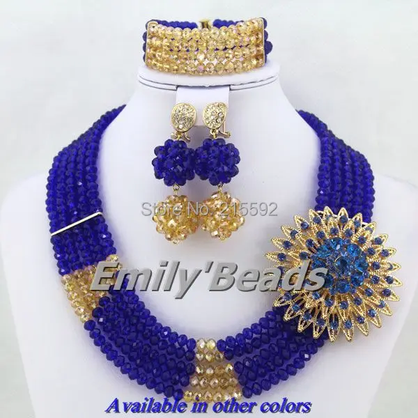 5 рядов африканские королевские синие бусины ювелирные наборы нигерийские