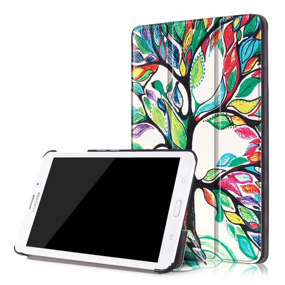 Высококачественный 3 складной чехол из ПУ кожи с принтом защитный для Samsung Galaxy Tab J