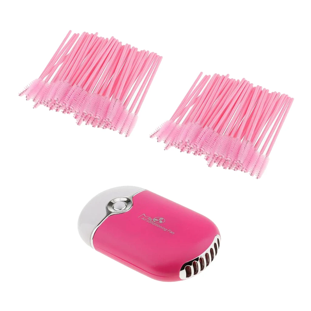 

USB Portable Fan Blower Eyelash Extension Glue Quick Dryer Tool + 100pcs Disposable Eyelash Brushes Mascara Wands Spoolers Set