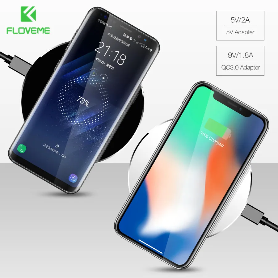 Беспроводное зарядное устройство FLOVEME 10 Вт Qi для iPhone X/XS Max XR 8 Plus зеркальная