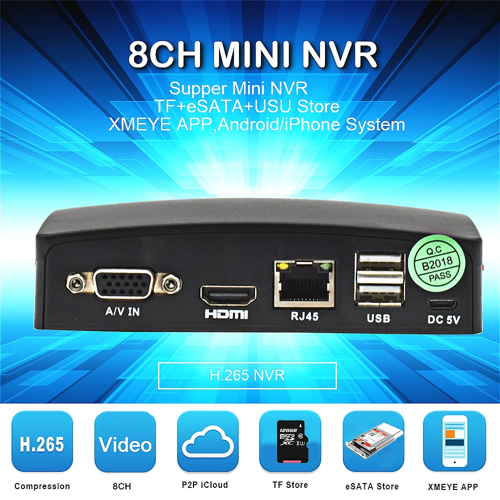 5MP сетевой видеорегистратор 8ch 16ch мини NVR H.265 для камеры видеонаблюдения ip камера