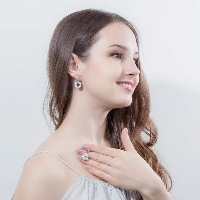 Женский ювелирный комплект из колье и серёг с фианитом|zirconia jewelry|cubic zirconia jewelry