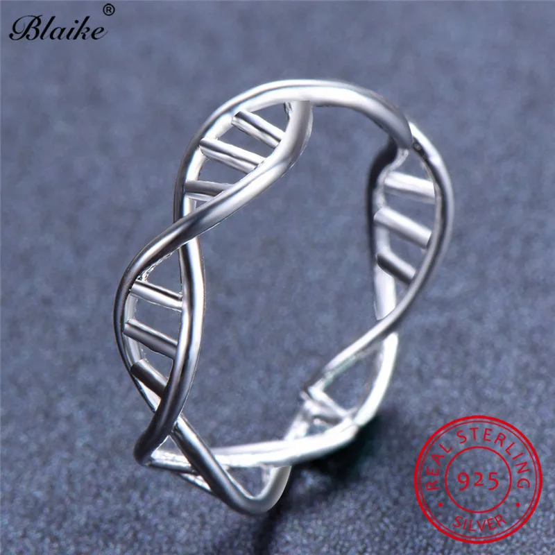 Кольцо Blaike из настоящего серебра 925 пробы с ДНК знаком женские открытые волнистые