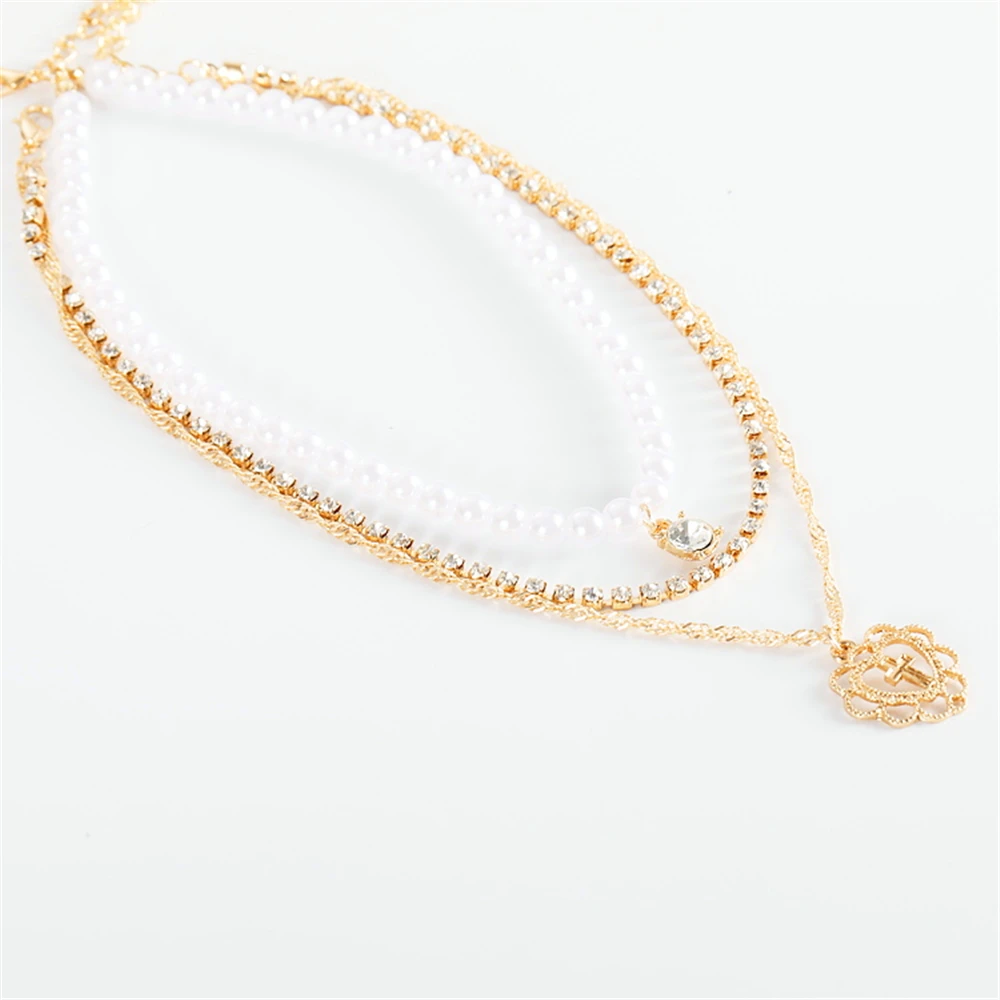 Очень красивое ожерелье Три в одном ювелирное изделие полный жемчуг сверкающие