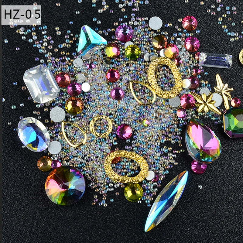 6 цветов разные размеры бусины эльфа украшения для ногтевого дизайна стразы