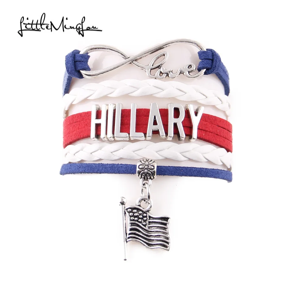 Hillary royal red Бесконечная любовь американский предидентичный выбор Трамп холлари Шарм Кожа коса обернуть браслеты и браслеты для женщин мужчин ювелирные изделия - Окраска металла: Hillary royal red