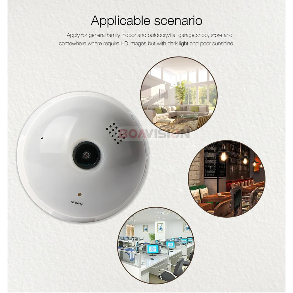 Светодиодная лампа Wifi IP камера HD 1080P ночное видение рыбий глаз панорамная 360