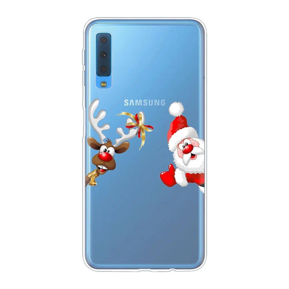 Год Рождество милый Санта Клаус Лось Снеговик телефон чехол для Samsung A50 A70 S10 S8 S9 Plus S7 A6 A9 A7 ТПУ силиконовый чехол - Цвет: TPU D1417