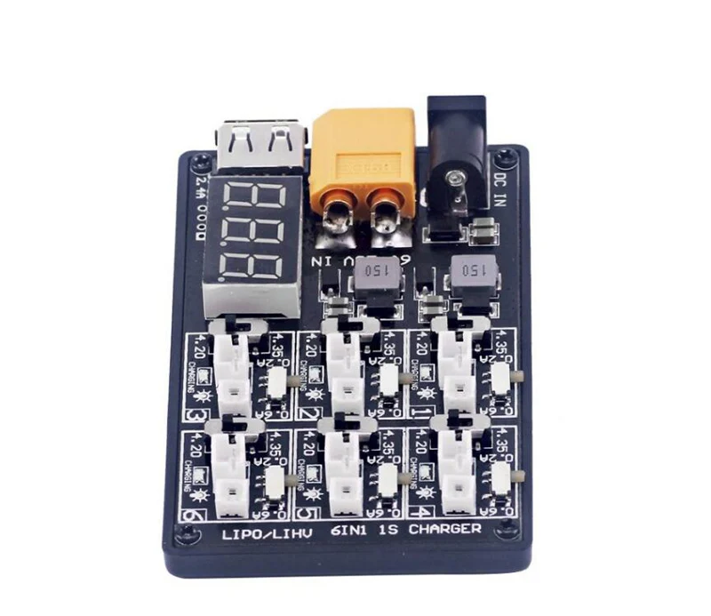 Зарядная плата Lipo LiHV XT60 6 в 1 1S со светодиодным индикатором входным сигналом 12 В 3 А