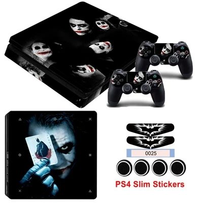 Наклейка s для Playstation 4 PS4 Slim консоль и контроллер геймпад Джокер кожа виниловые наклейки крышка с светильник Бар наклейки и крышки - Цвет: YSP4S-0595