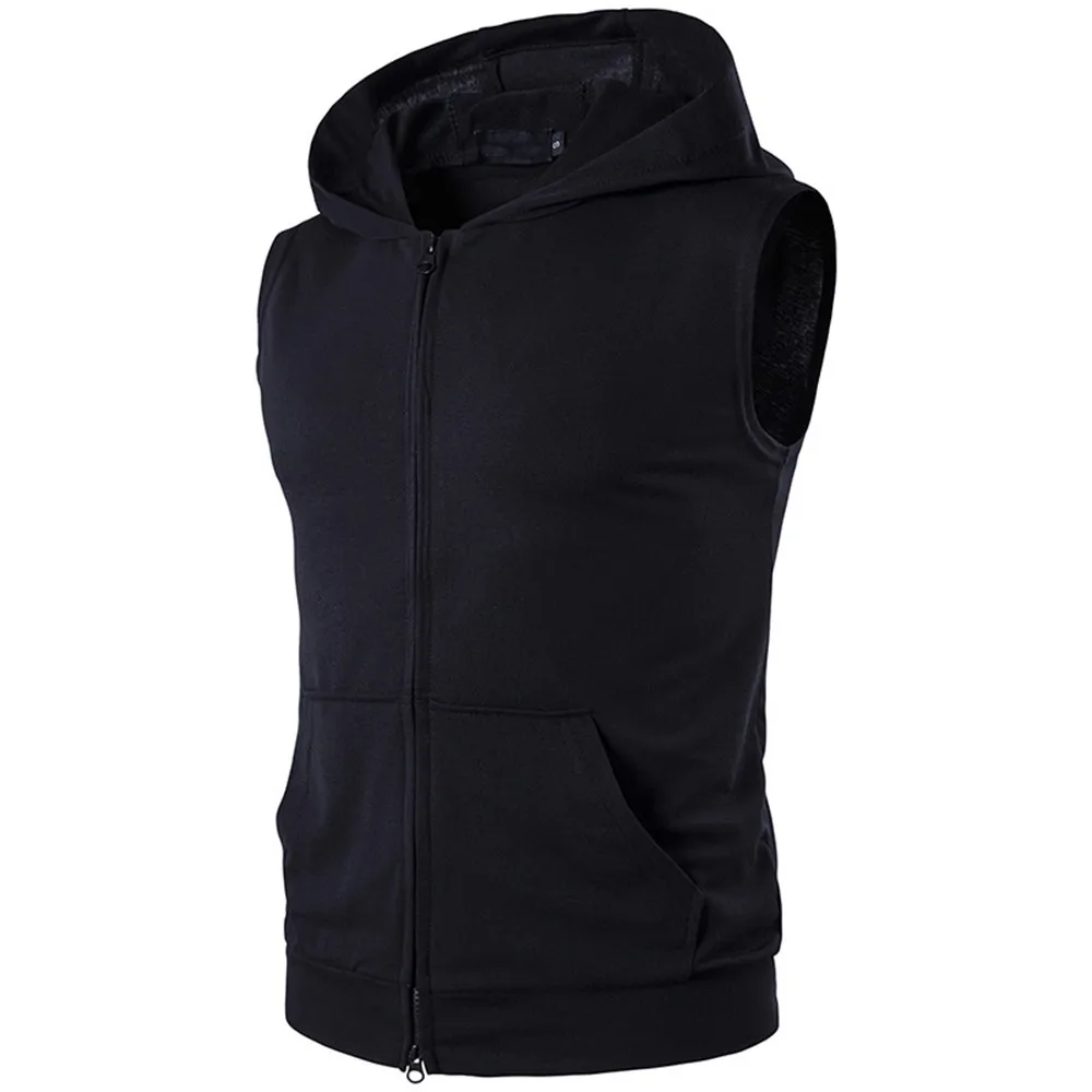 

Men Hooded Waistcoat 2018 Fashion Male Sleeveless Jacket Zipper Pocket Gilet Casual Men Vest gilet men Plus Size XXXL d90702
