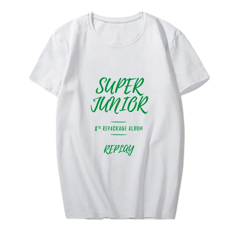 Хлопковая Футболка KPOP SUPER JUNIOR 8th Repackage с круглым вырезом в стиле хип-хоп футболки