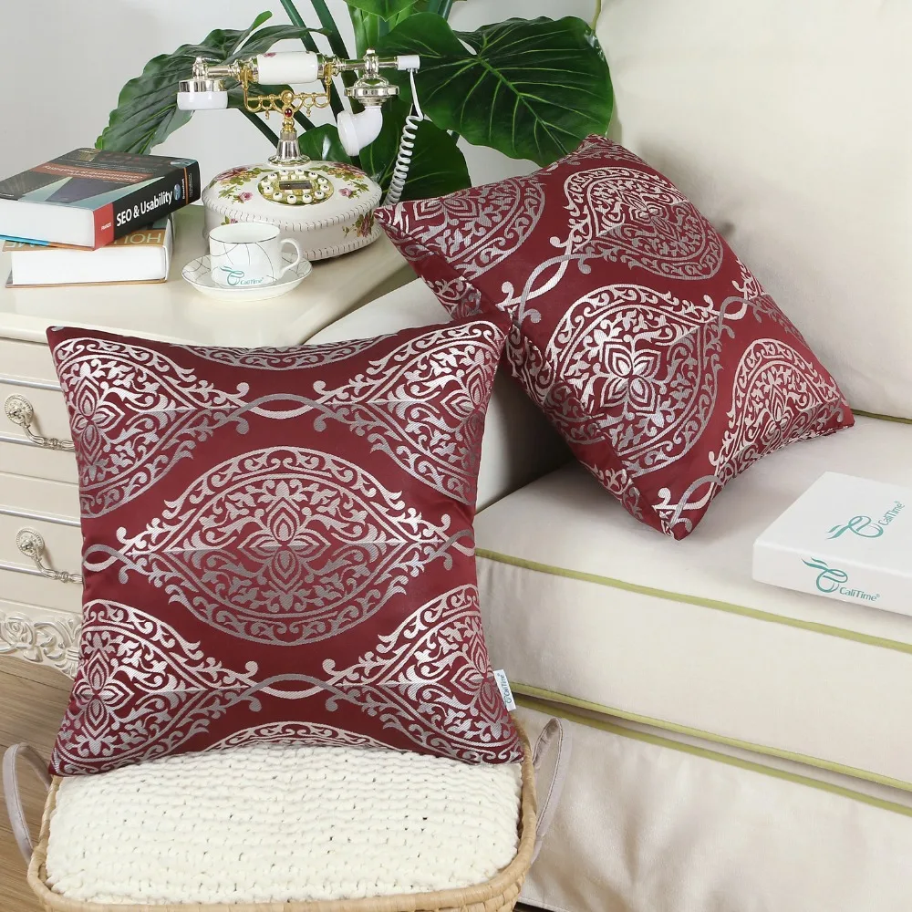 2 шт. CaliTime чехлы подушка оболочки Винтаж Инь и Ян в полоску Дамаск цветочные 18 &quotX