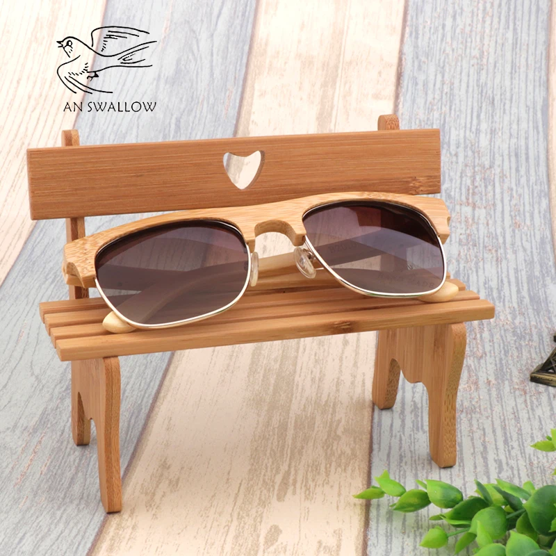 

Classic half-frame sunglasses, bamboo frame, fashion men's sunglasses, simple polarized UV400 protection
