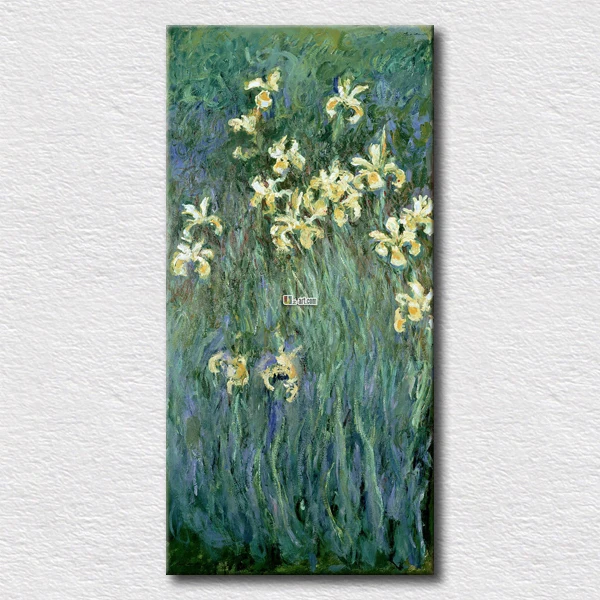 Зеленый фон с белыми цветами Клода Монета на стене офиса высокого качества