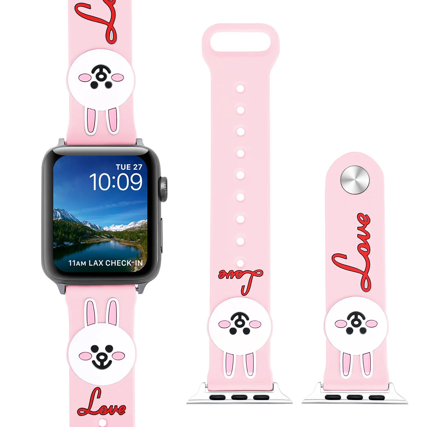 Милый мультяшный Кролик Силиконовый ремешок для Apple Watch Series 4 3 2 1 лента кролик