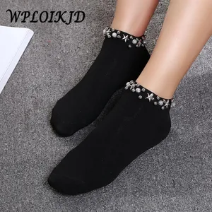 WPLOIKJD Япония ручной работы жемчужные звезды сетчатые носки Harajuku с вырезами Женские Творческие носки в стиле колледжа женские носки