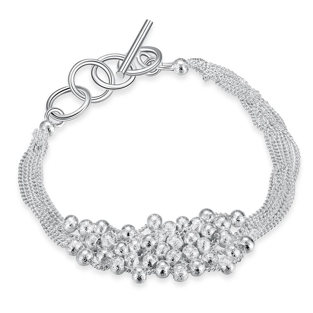 

Tassel Chain Lines With Sand Beads Bracelet Bangle Wedding Silver Color Fashion Jewelry For Women