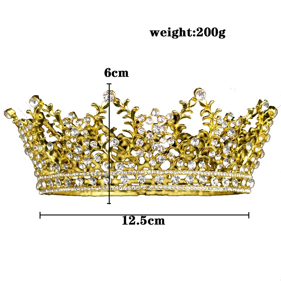 2019 New Gold And Silver Color Luxury Rhinestone Princess Round Crown Hair Band Baroque Fashion Bride Wedding Head Jewelry | Украшения и