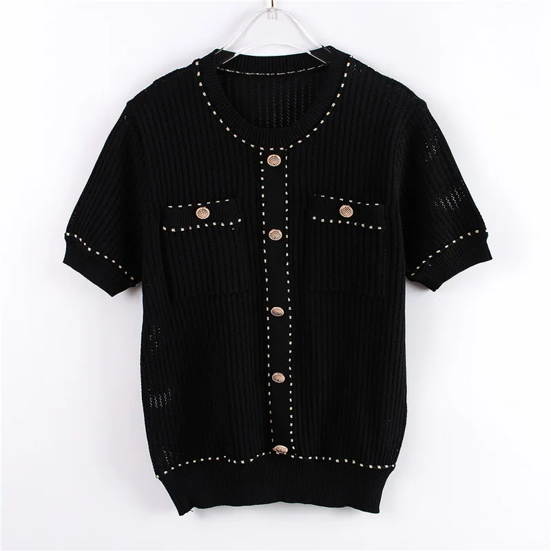 2019 Новый осенний вязаный свитер из двух частей Twinset Outfit Женщины Золотая линия