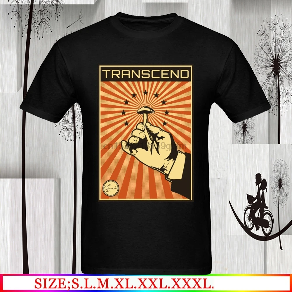 Transcend смешные мужские черные футболки ручная печать Винтажная Футболка плакат и