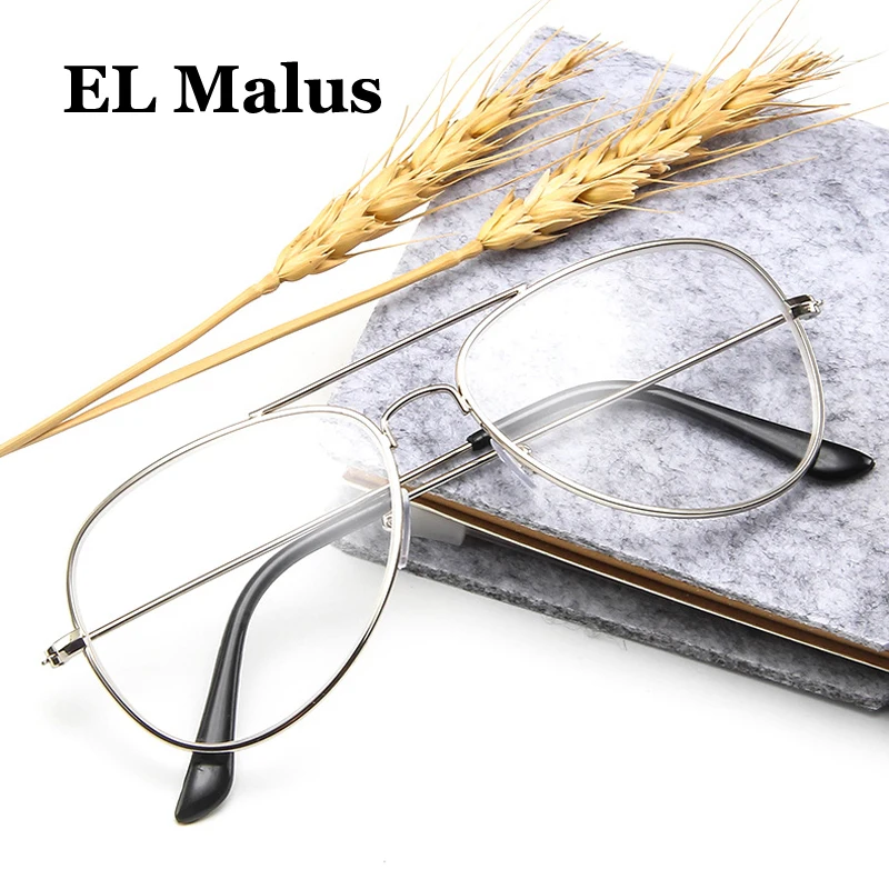 

[EL Malus]Myopia Glasses For Women Men Metal Pilot Frame Students Short-sight Rose Gold Black Silver -1 -1.5 -2 -2.5 -3 -3.5 -4