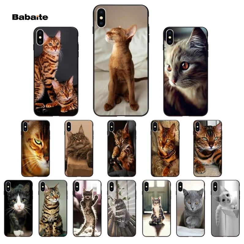 Мягкий силиконовый чехол для телефона Babaite bengal cat из ТПУ Apple iPhone 8 7 6 6S Plus X XS MAX 5 5S SE