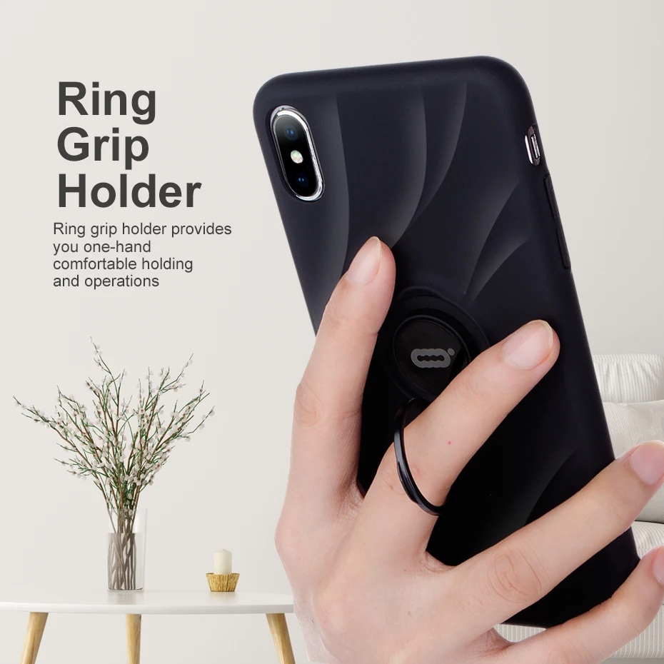 Luxury Glossy Case For Apple iphone XS XR MAX Cover X 10 XSMAX Fashion Magnetic Ring Holder Hard Red Pink Cases |