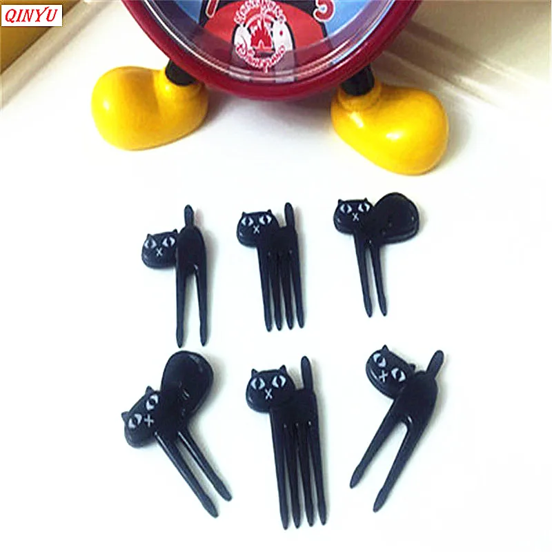 Новинка 6 шт. мини вилка в виде мультяшного кота животного медиаторы фруктов