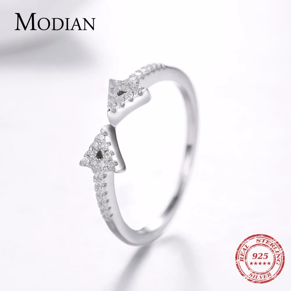 Modian новые модные 100% 925 стерлингового серебра бантом кольцо стекируемые Ясно CZ