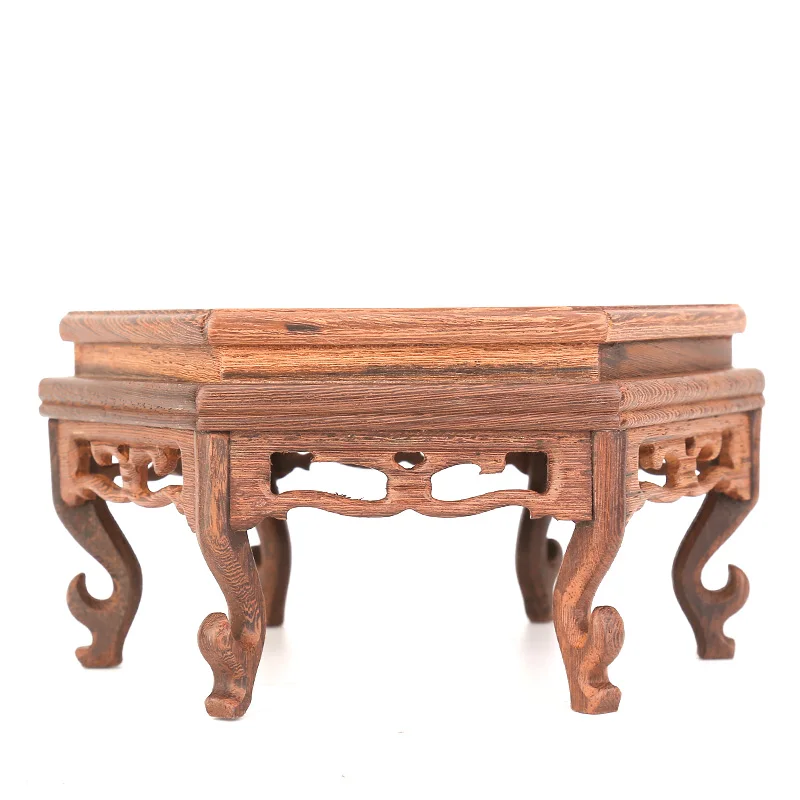 Венге резьба по дереву шестиугольная основа ваза чайник цветочные вазы ремесла