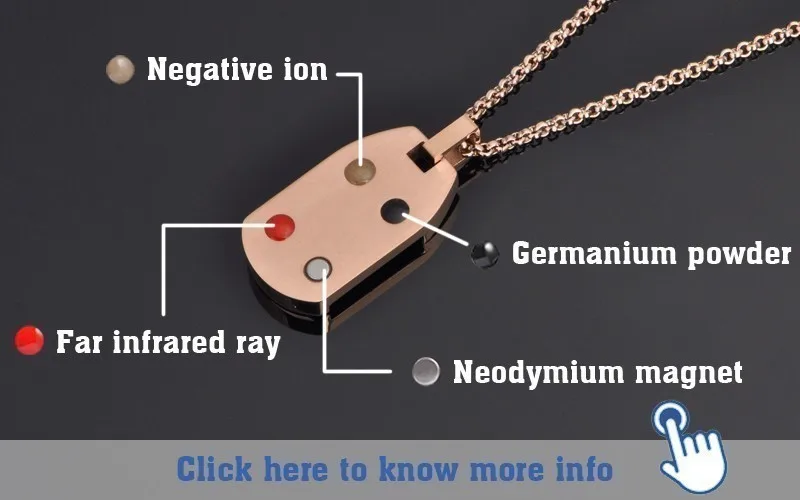 Hottime Магнитная Нержавеющая сталь DIY Подвеска Цепочки и ожерелья Мощность диск покрытием из розового золота Цепочки и ожерелья Средства ухода за кожей цепь здоровье Цепочки и ожерелья для Для женщин
