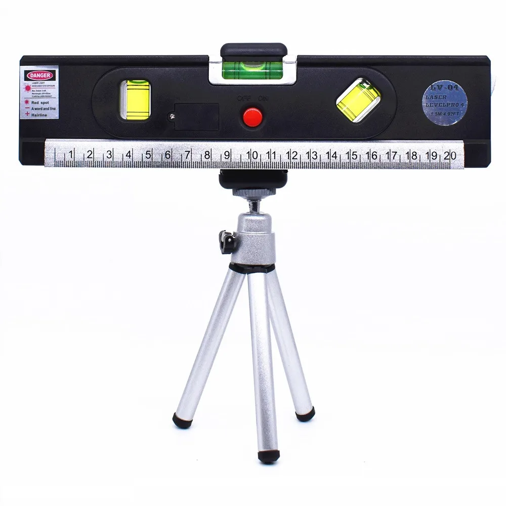 Laser Level Tripod Лазерный уровень 4 в 1 вертикальный горизонт поперечная линия Магнитная измерительная лента выравниватель лазерные маркировочные линии точные оптические инструменты - Цвет: Laser Level Tripod