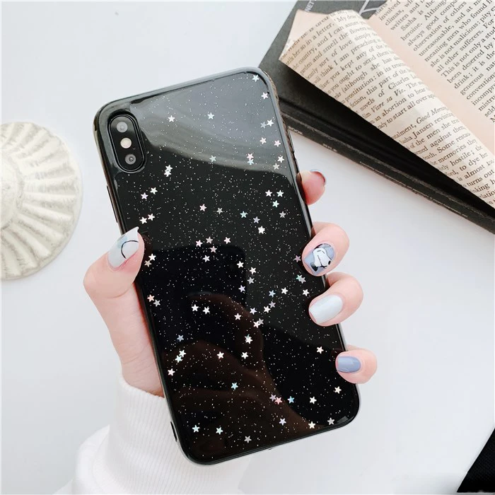 Простые Чехлы для iPhone 6 6s 7 8 Plus Прозрачный блестящий чехол со звездой Xs Max XR X 10