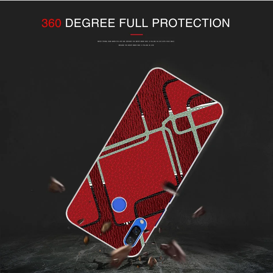 For Huawei Nova 3i Silicone Imitation Leather Geometric figure Case Y9 2018 Coque |