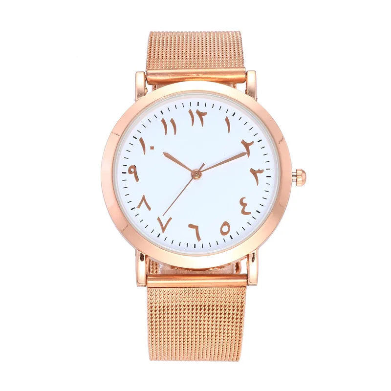 rose gold Топ люксовый бренд арабский для женщин часы Дамская Мода розовое золото сетка Группа мусульманские часы Montre Femme женские часы Relojes Mujer - Цвет: rose gold