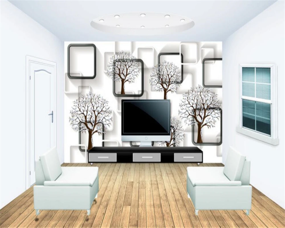 Фотообои Beibehang черно белые с сеткой и деревом 3D обои для гостиной фоновой стены