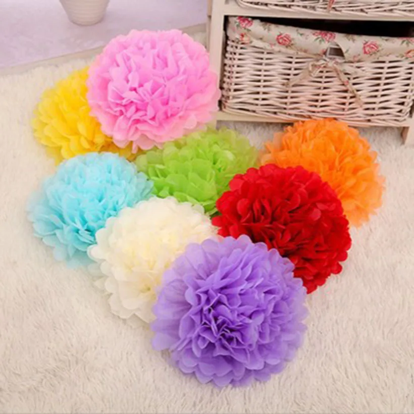 

10pc 20cm Wedding Decoration Pom Pom Tissue Paper Pompom Artificial Flowers Baby Shower Birthday Party Christmas Decorations