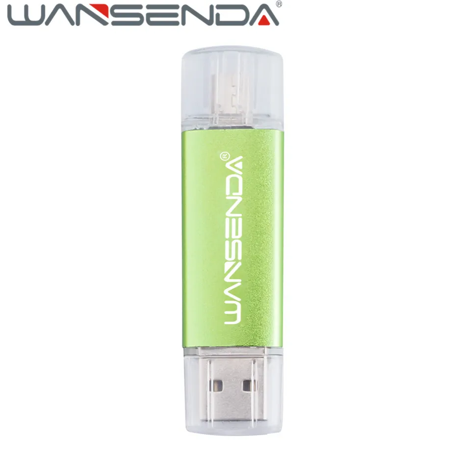 Зеленый Новинка, флеш-накопитель Wansenda OTG, 16 ГБ, USB флеш-накопитель, 64 ГБ, USB флешка, 32 ГБ, 8 ГБ, USB 2,0, флешка, 4 Гб, USB флеш-карта памяти для телефонов - Цвет: Зеленый