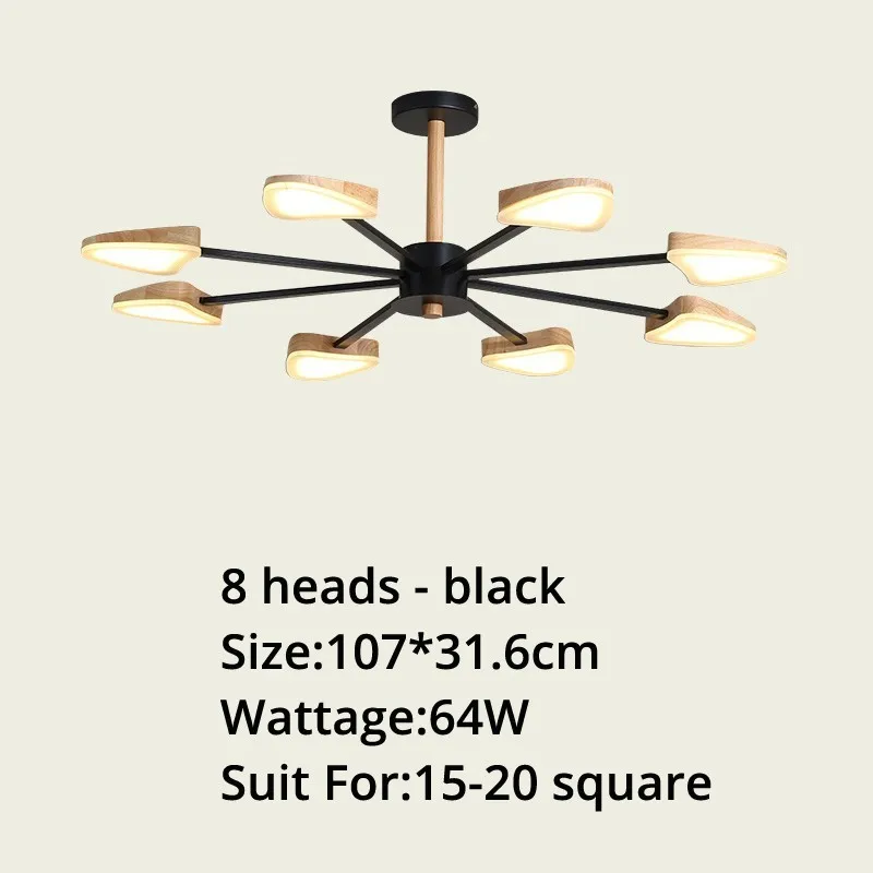 8 heads black 64w Новые люстры, Светильники для спальни, гостиной, кабинета, дома, лампа 3, 6, 8 головок, Lamparas De Techo, домашний декор - Цвет абажура: 8 heads black 64w