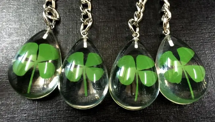 10 брелок настоящий четырехлистный клевер светящийся капля модные ювелирные