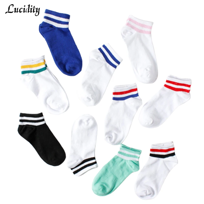 5 пара/лот = 10 шт. носки-башмачки в полоску для колледжа женские повседневные