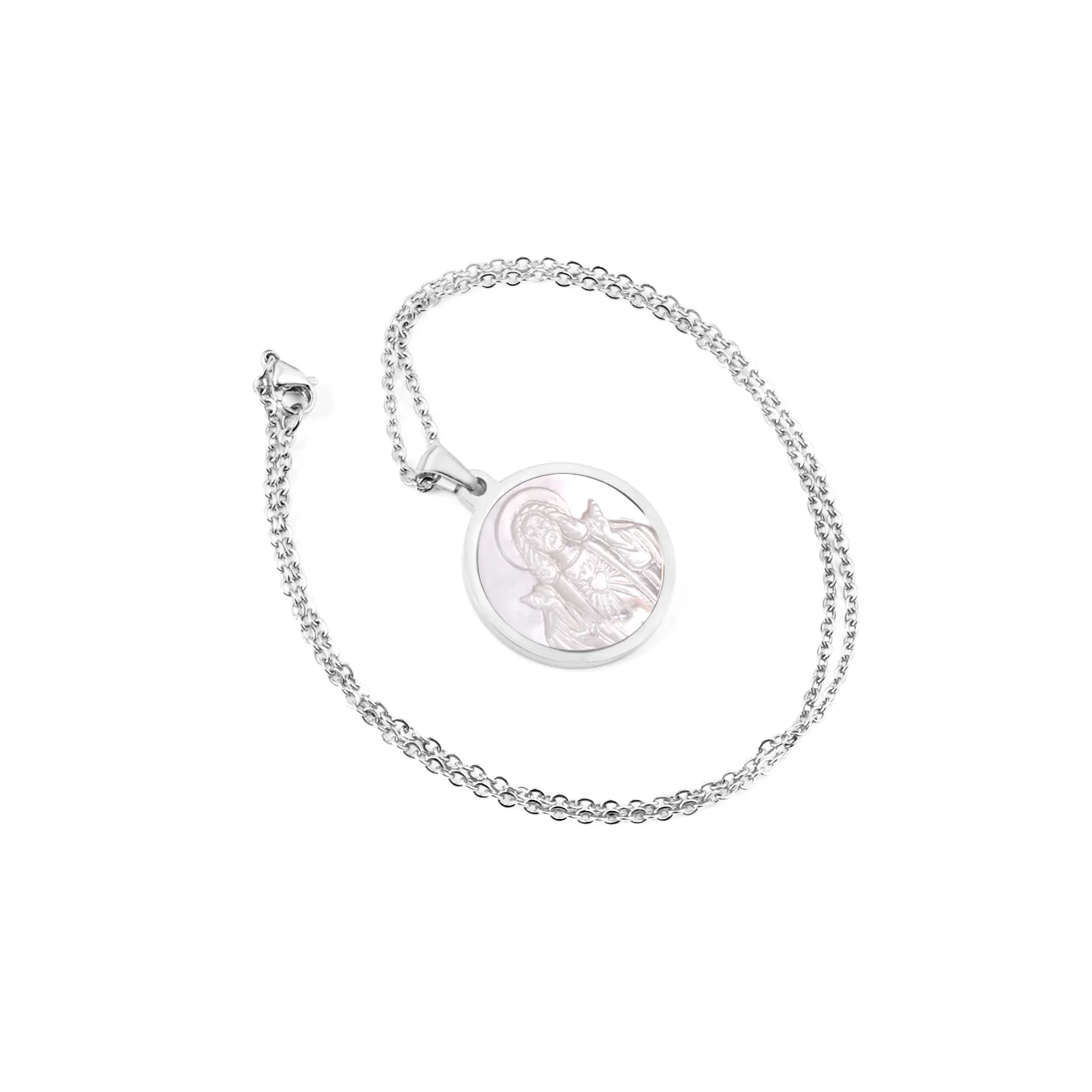 LUXUSTEEL Virgin Mary круглая подвеска в виде ракушки ожерелье ювелирное изделие колье из