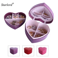 starlord jewelry box display storage case two layer heart shape organizer with mirror pu leather travel case storage box ob101