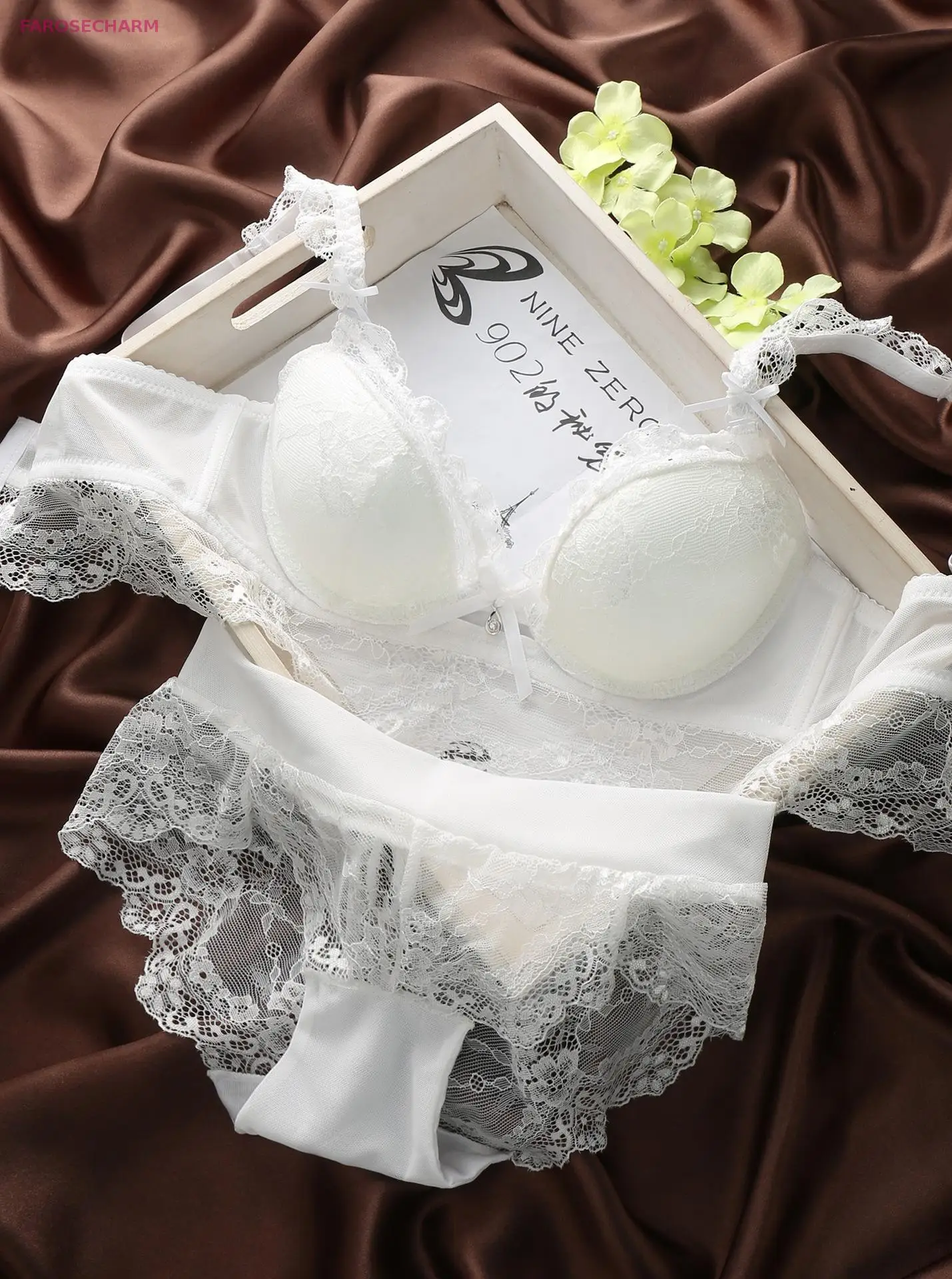 2017 New Arrival Three Quarters(3/4 Cup) Underwire Lace Solid Sexy Bra &amp Brief Sets Underwear Women | Женская одежда