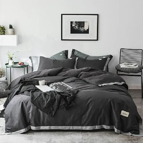 bedding set 5 Серый роскошный хлопковый мягкий комплект постельного белья King, queen, двойной размер, комплект постельного белья, пододеяльник, простыня, простыня, Набор наволочек, parure de lit - Цвет: bedding set 5