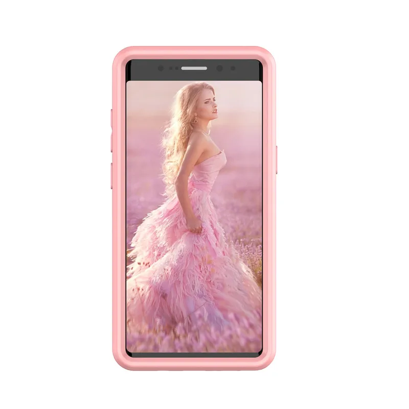 Samsung s9 Plus note8 Plain Color PU Soft Silicone Hard PC 360 Degree Shockproof Hybrid Armor 3-Layers Full-Body Protection Case |