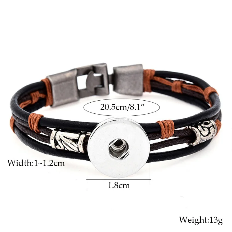 Винтажный Многослойный кожаный браслет с коричневым крючком для