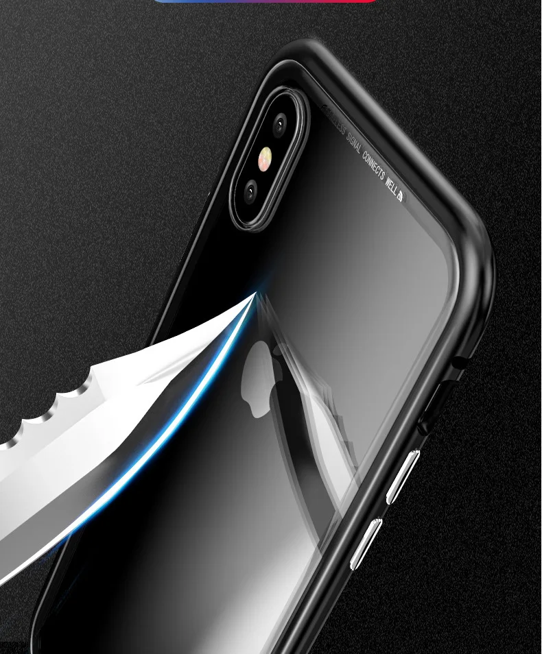 XS Max XR магнит Адсорбция металлический бампер закаленное стекло задняя крышка чехол для телефона iphone XS Max XR 8 7 plus X простая установка