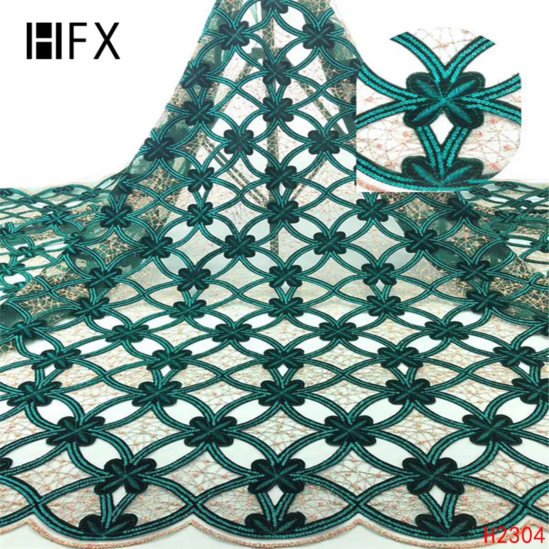 HFX 2019 Новое поступление африканская зеленая кружевная ткань Роскошная бархатная